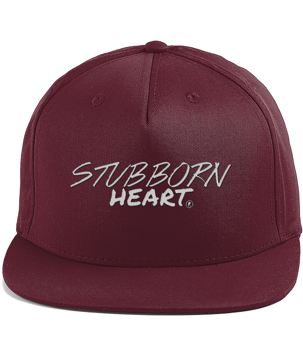 New Era style baseball and rapper cap in Burgundy with the brand logo on front for STUBBORN HEART Apparel
